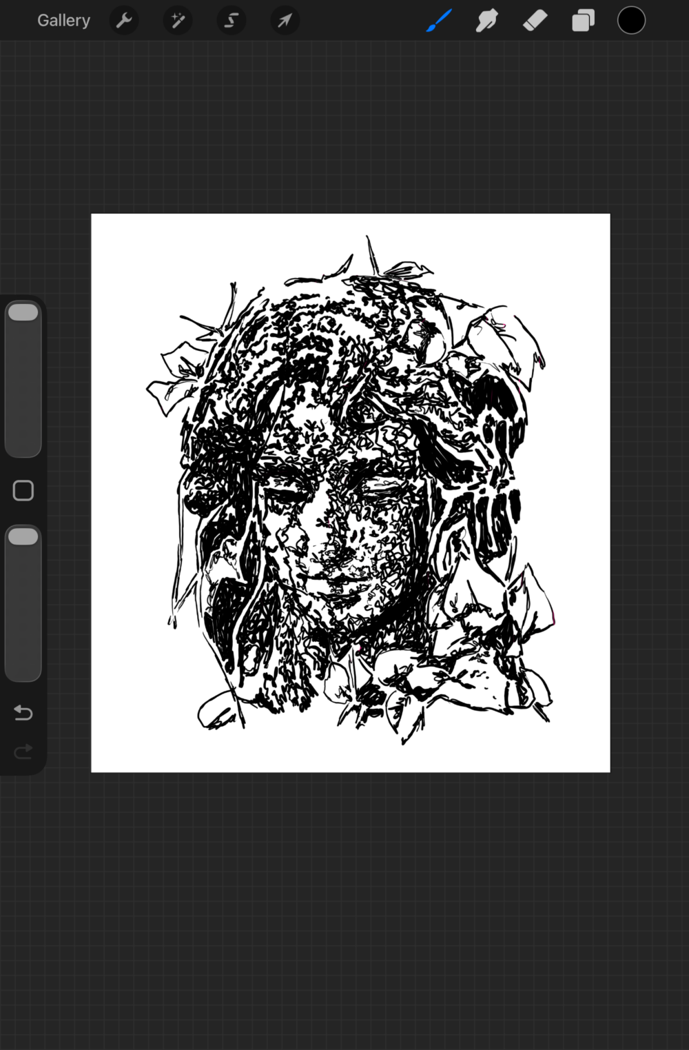 Statue Face Overgrown Artwork