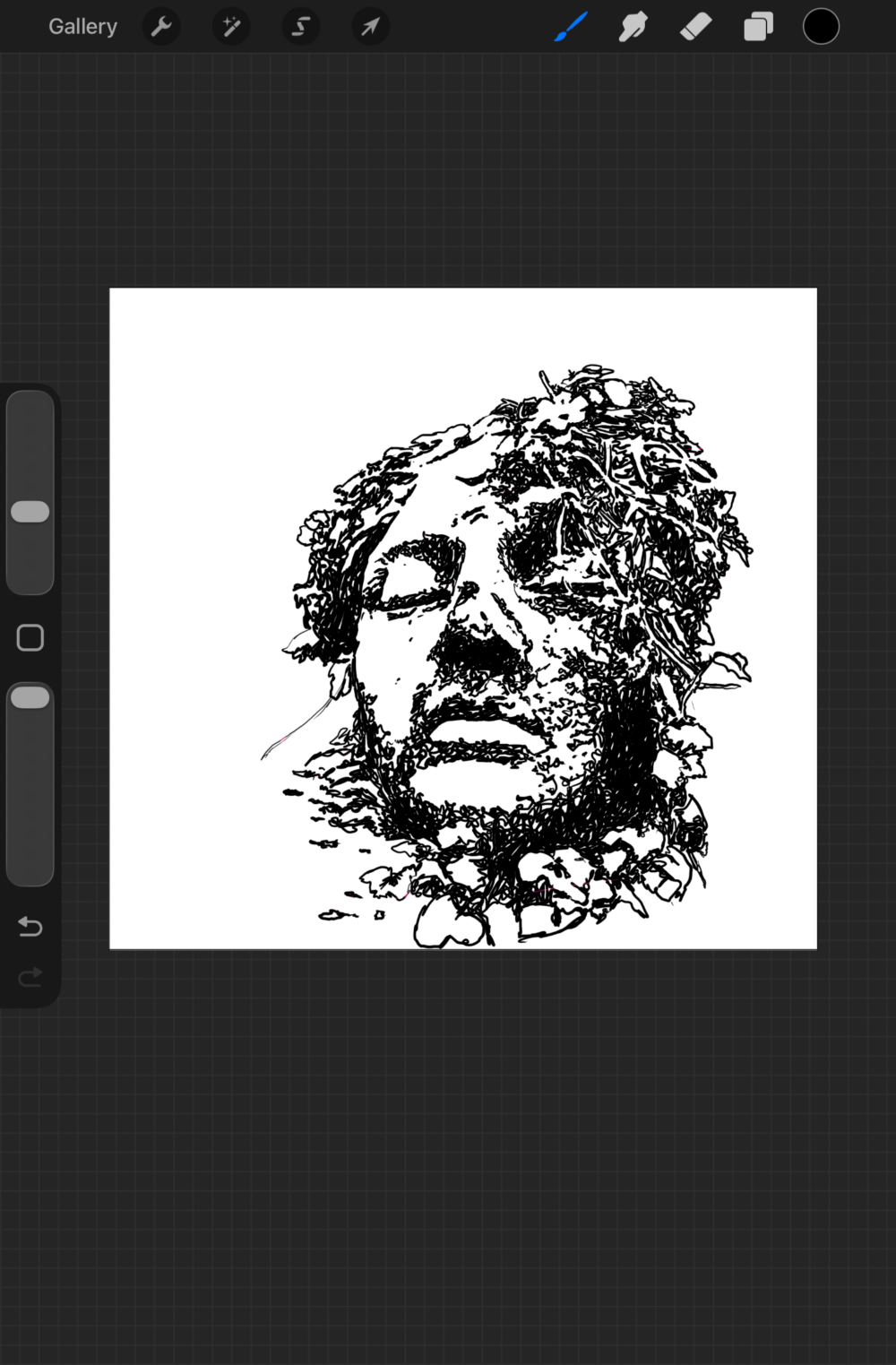 Face Broken Statue Overgrown Artwork