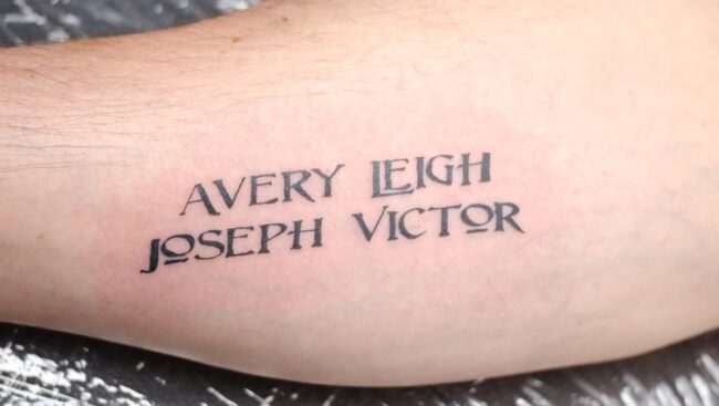 Custom Writing Names Tattoo
