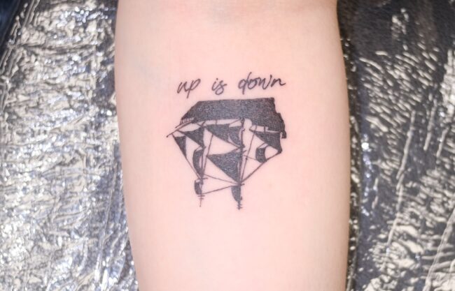 Up is Down Pirate Ship Tattoo
